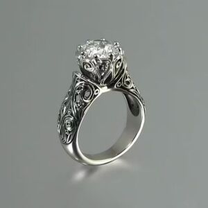 Elegant Vintage Style Silver Tone Ring